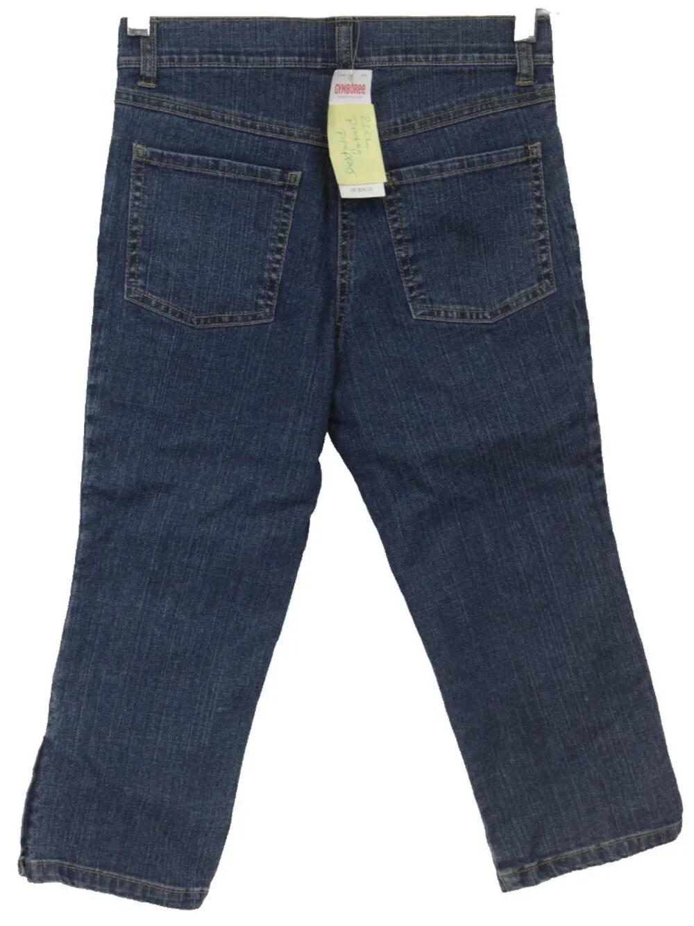 2006 Gymboree Pretty Preppy Denim Capris sz 12 Jeans Snap Button Side Hems